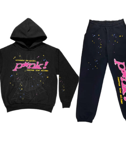 Black Pink Printed Tracksuit